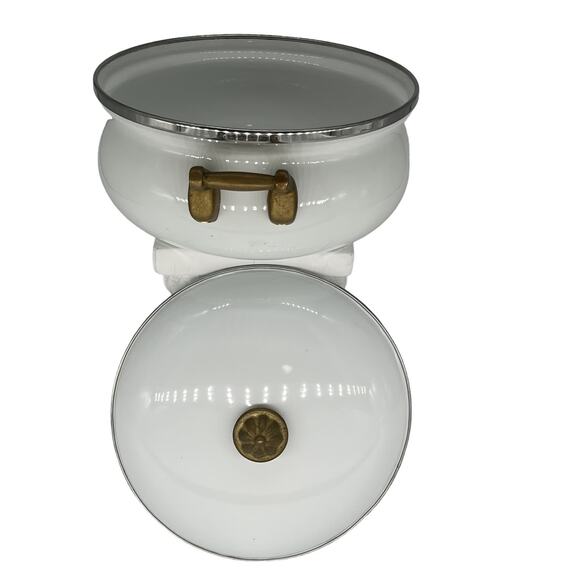 Tivoli Vintage Enamelware Cooking Stock Pot & Lid Solid Glossy White - Picture 14 of 14